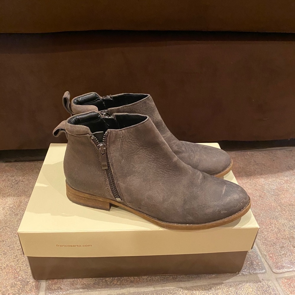 Franco Sarto distressed brown booties